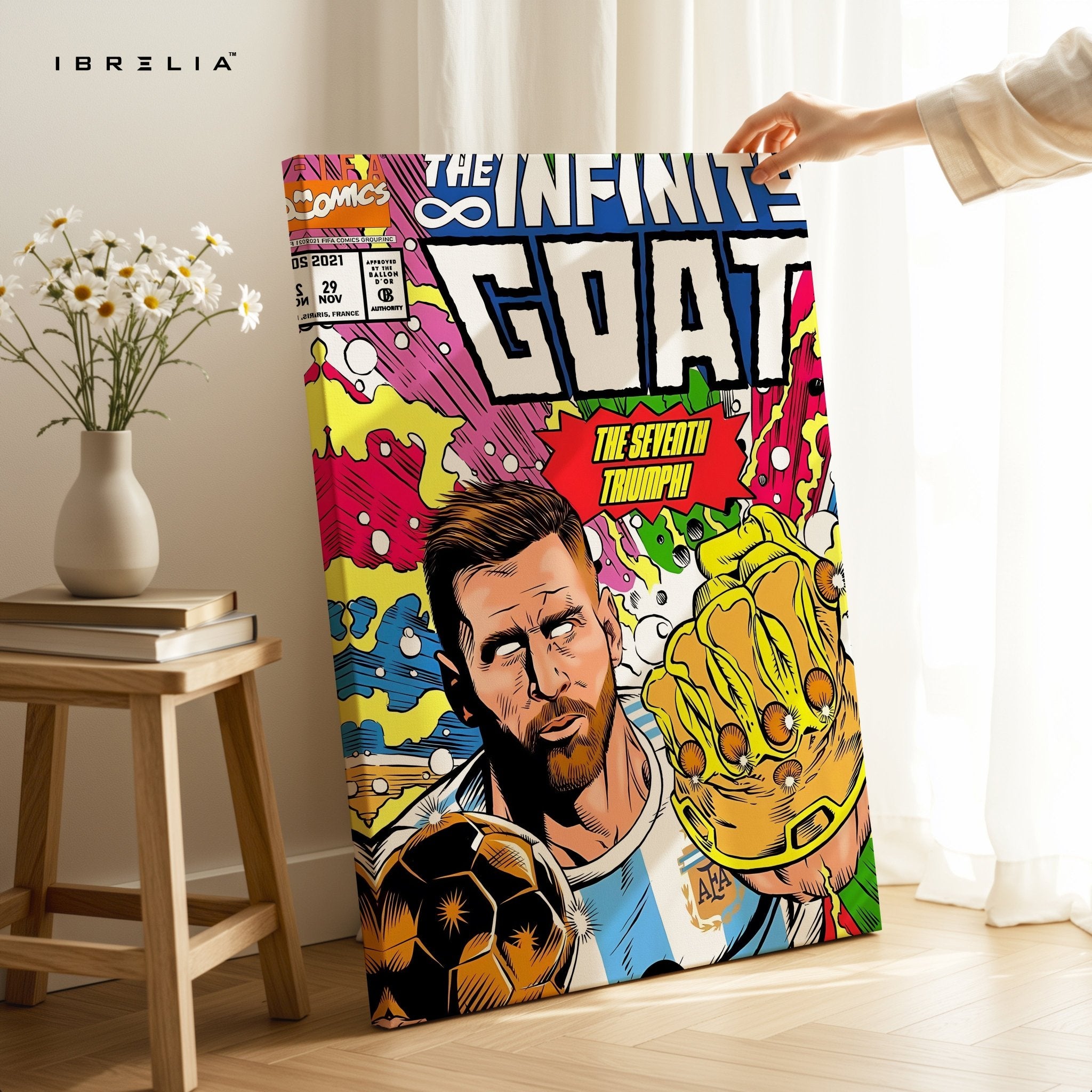 Messi “The Infinite GOAT” Comic Wall Frame | 4K Ultra Wrap Frame Wall Art in Pakistan | IBRELIA™ - IBRELIA