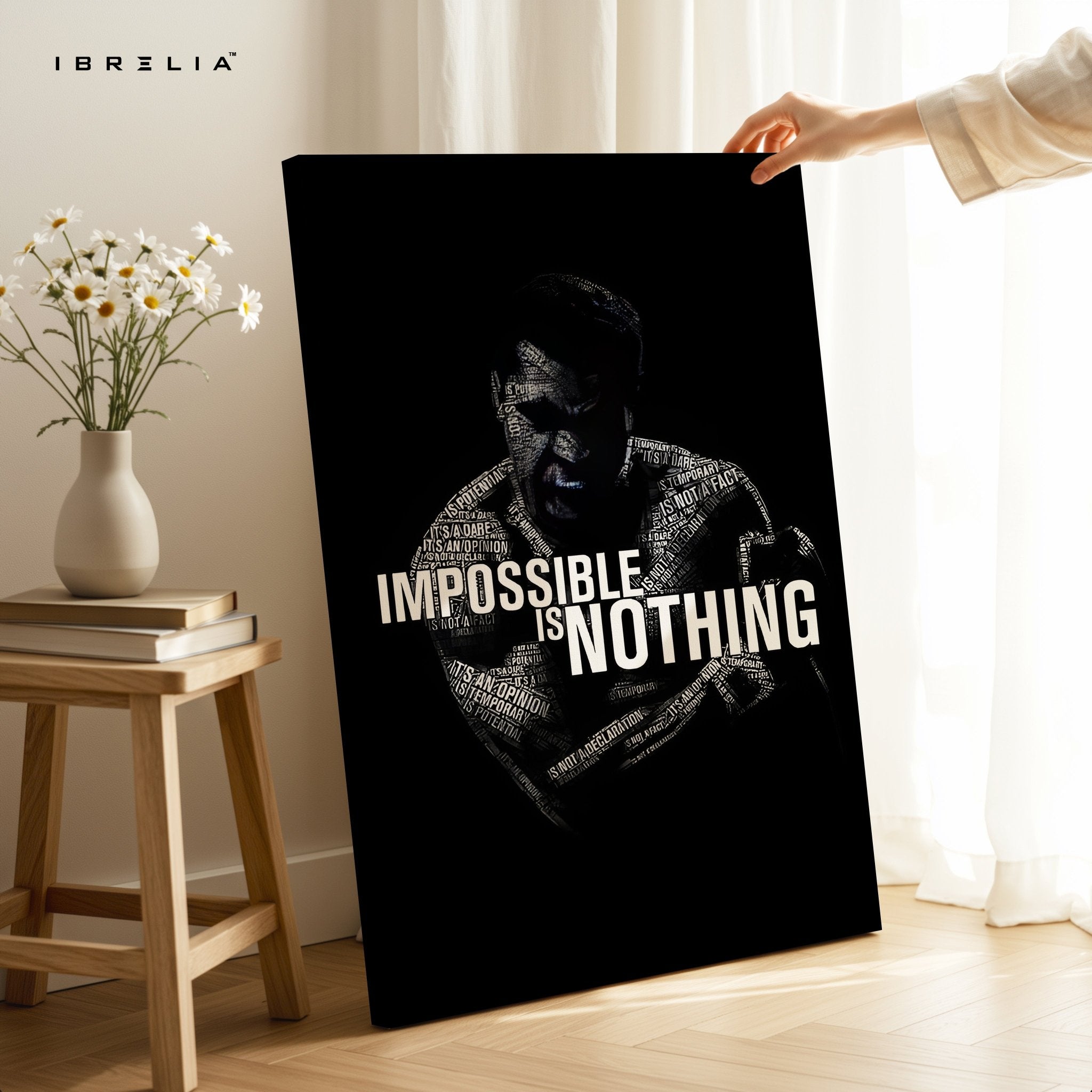 Impossible Is Nothing – Muhammad Ali Typography Wall Frame | 4K Ultra Wrap Frame Wall Art in Pakistan | IBRELIA™ - IBRELIA