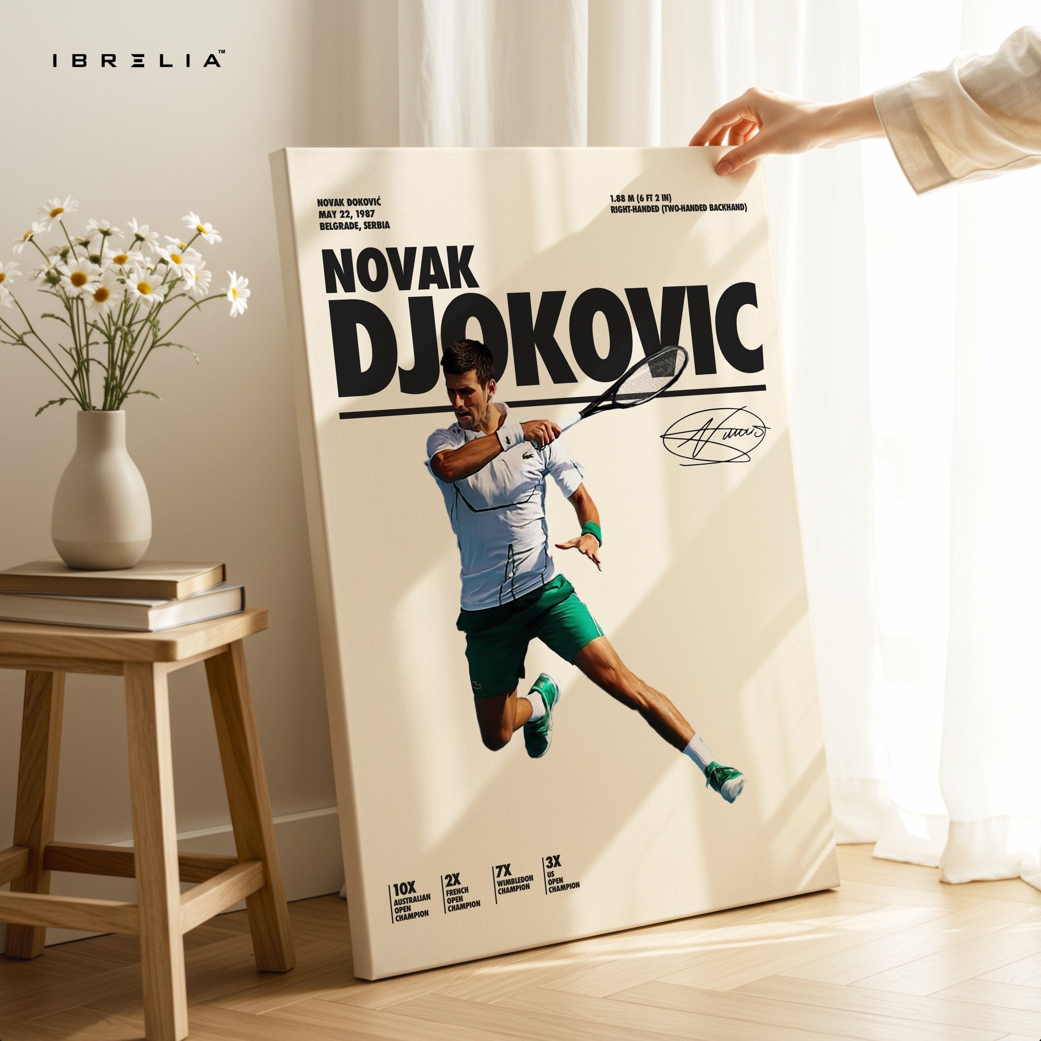 Novak Djokovic Grand Slam Champion – 4K Ultra Wrap Frame Wall Art in Pakistan | IBRELIA™ - IBRELIA