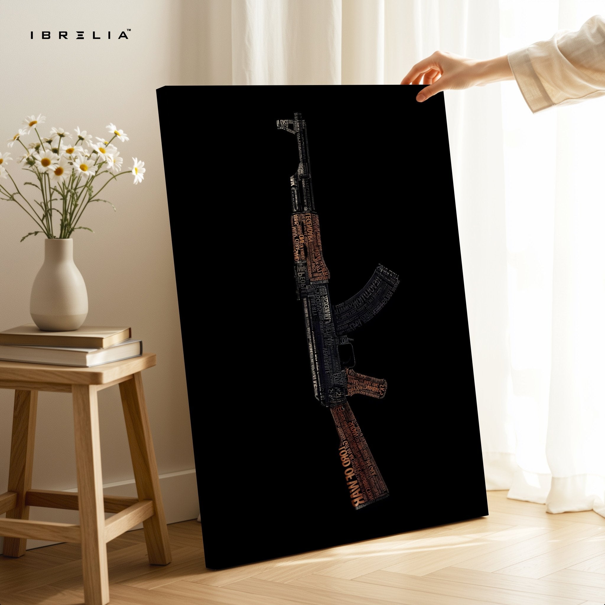 John Wick Typographic AK - 47 4K Ultra Wrap Frame Wall Art in Pakistan | IBRELIA™ - IBRELIA