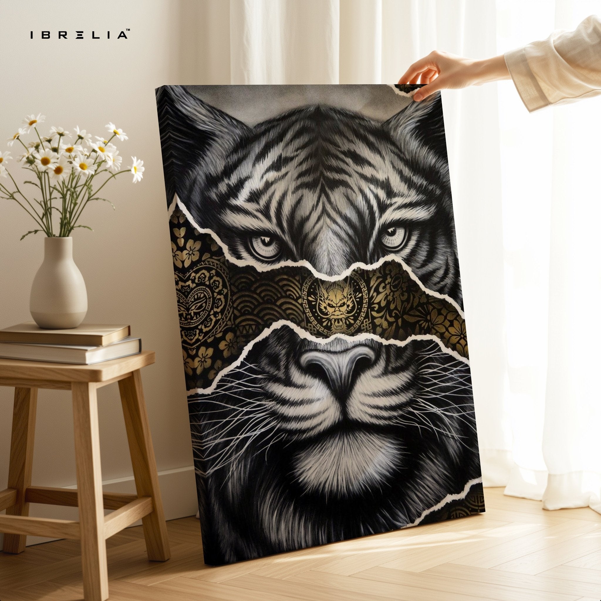 Golden Tiger Majesty Wall Frame | 4K Ultra Wrap Frame Wall Art in Pakistan | IBRELIA™ - IBRELIA