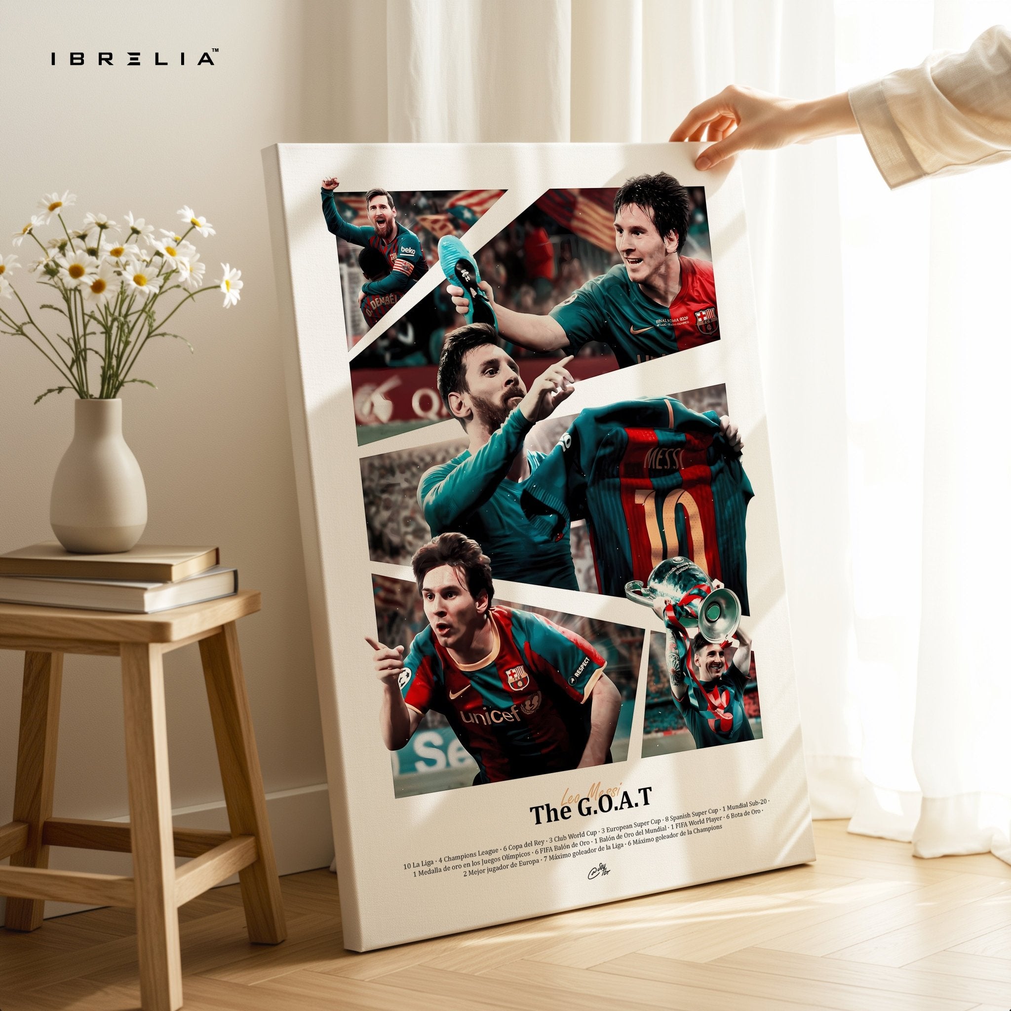 Lionel Messi “The G.O.A.T” – Barcelona Legacy Wall Frame | 4K Ultra Wrap Frame Wall Art in Pakistan | IBRELIA™ - IBRELIA