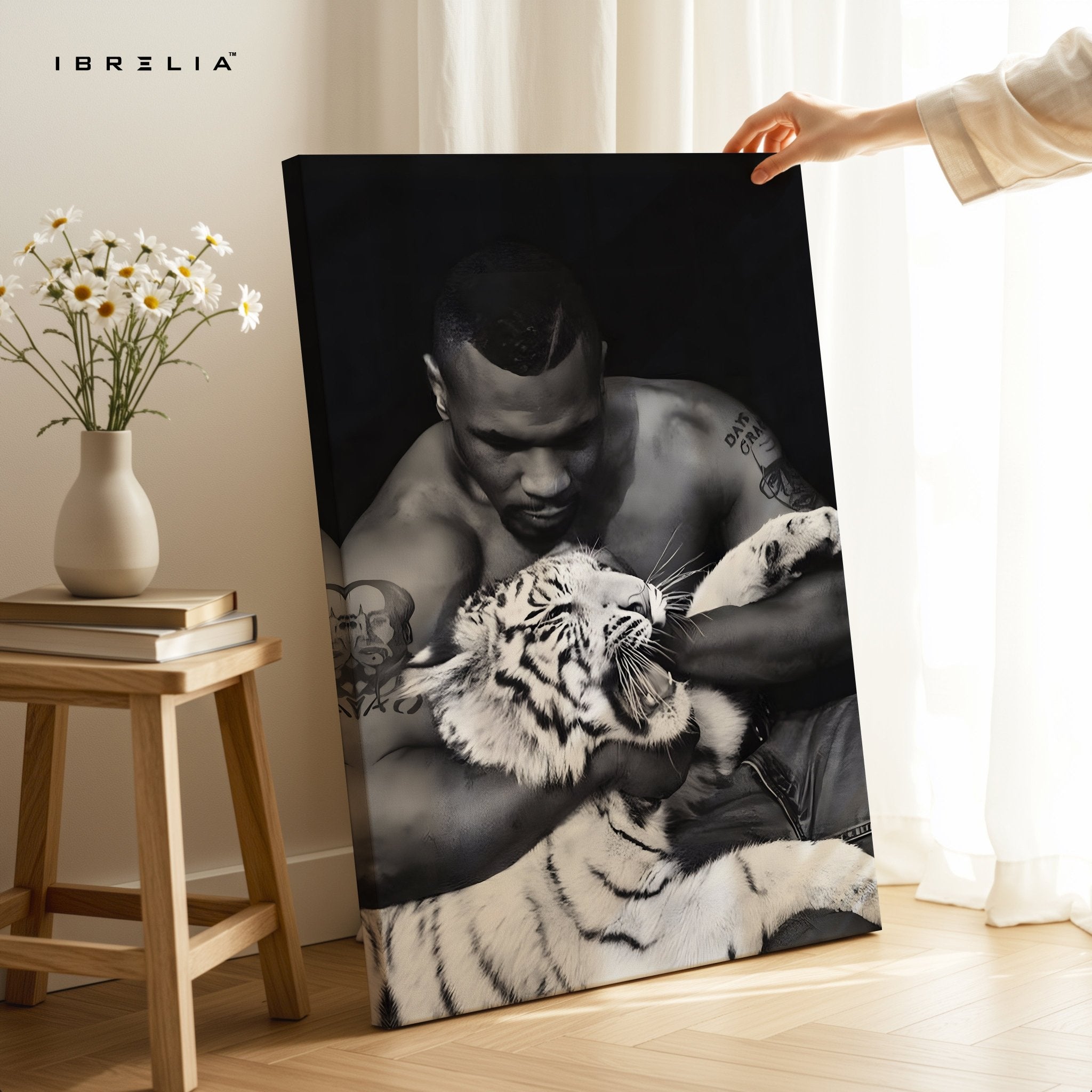 Mike Tyson & White Tiger Wall Art – Power Meets Majesty | IBRELIA™ - IBRELIA