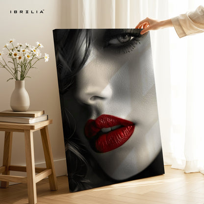 Red Lips Noir Wall Frame | 4K Ultra Wrap Frame Wall Art in Pakistan | IBRELIA™ - IBRELIA