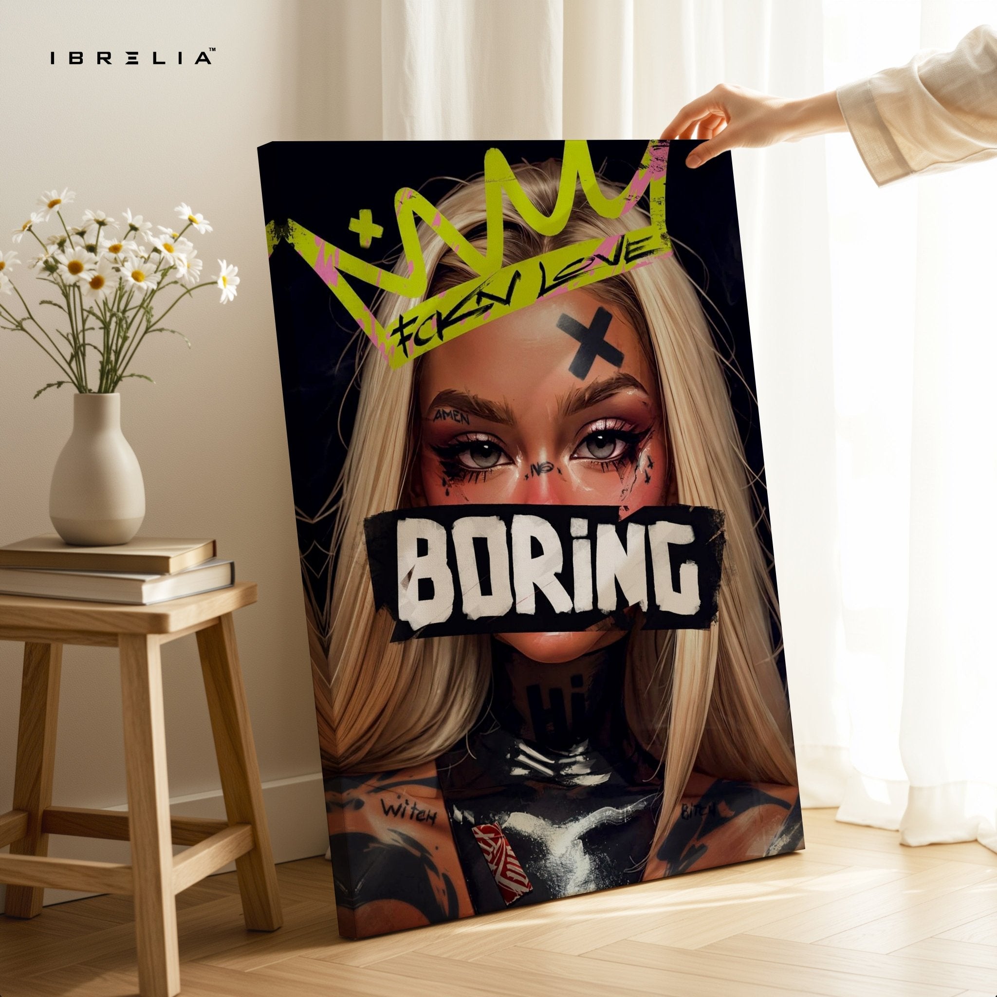 “Boring” Rebel Girl Wall Frame | 4K Ultra Wrap Frame Wall Art in Pakistan | IBRELIA™