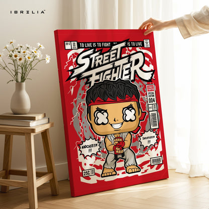 Street Fighter “Ryu Edition” Pop Art Comic Frame – 4K Ultra Wrap Frame Wall Art in Pakistan | IBRELIA™ - IBRELIA