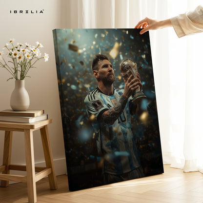 Lionel Messi World Champion Trophy Wall Frame | 4K Ultra Wrap Frame Wall Art in Pakistan | IBRELIA™ - IBRELIA