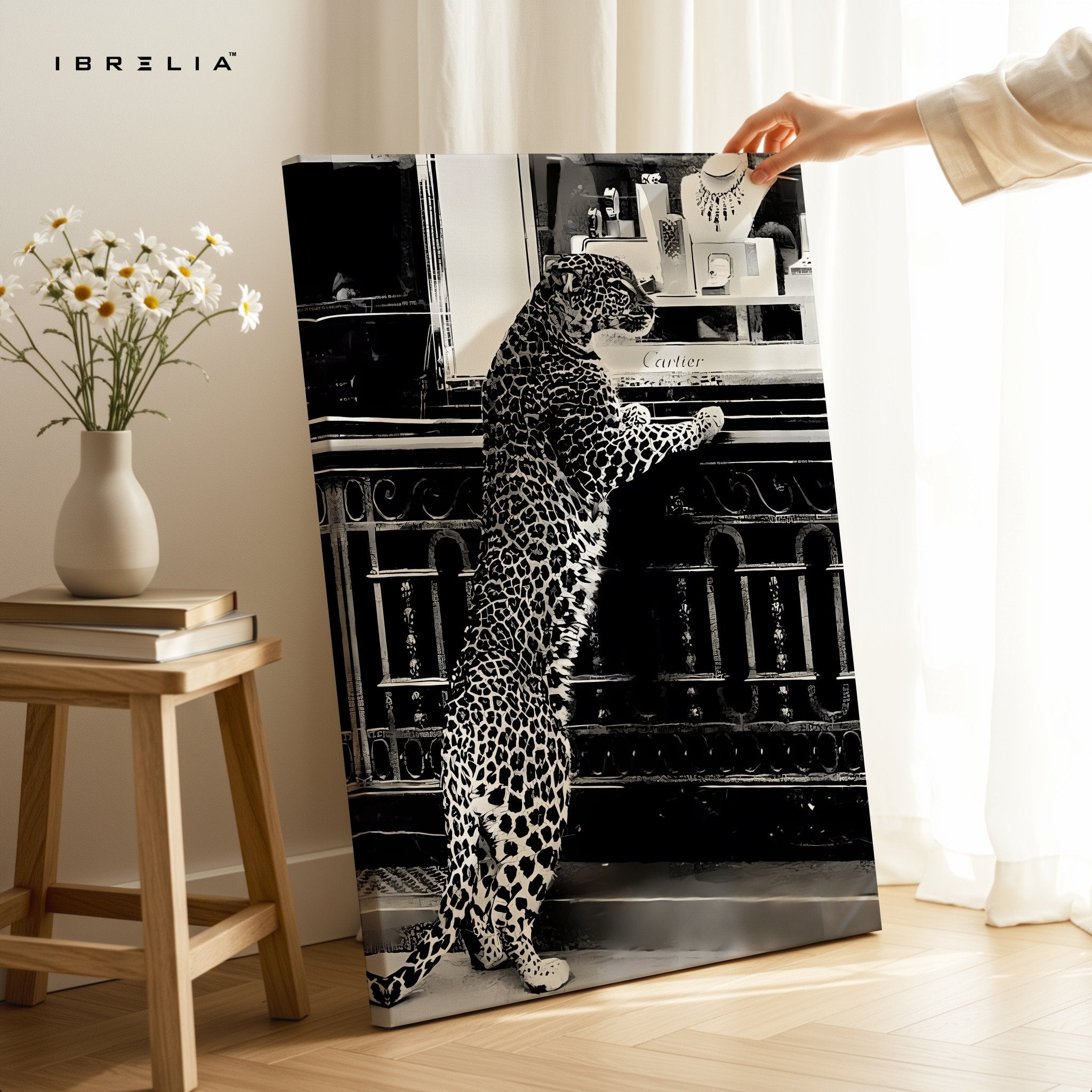 Cartier Leopard Wall Art – Black & White Luxury Fashion Decor | IBRELIA™ - IBRELIA