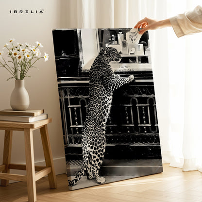 Cartier Leopard Wall Art – Black & White Luxury Fashion Decor | IBRELIA™ - IBRELIA