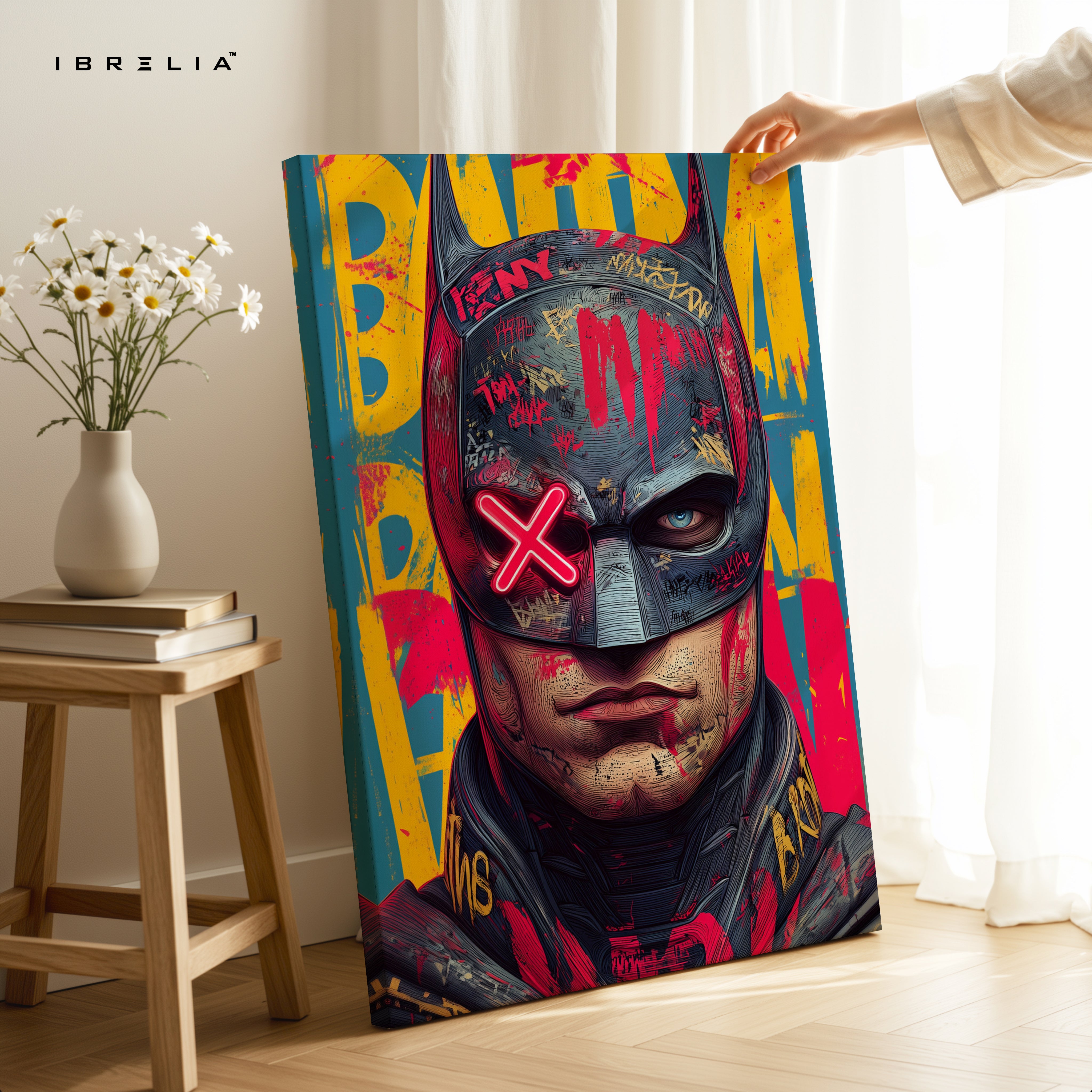 Batman Neon Graffiti Wall Frame | 4K Ultra Wrap Frame Wall Art in Pakistan | IBRELIA™