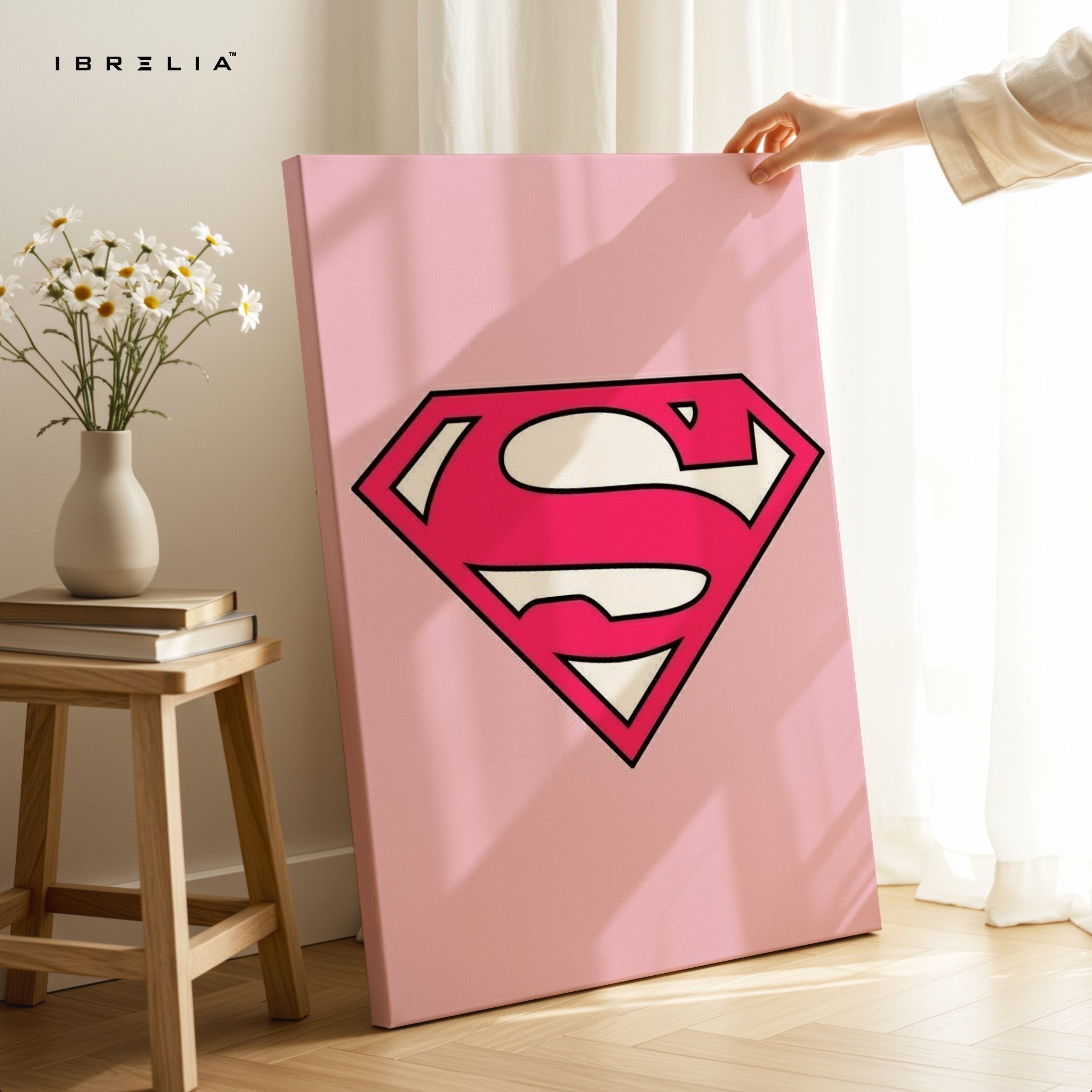Pink Superman Logo Wall Frame | 4K Ultra Wrap Frame Wall Art in Pakistan | IBRELIA™ - IBRELIA