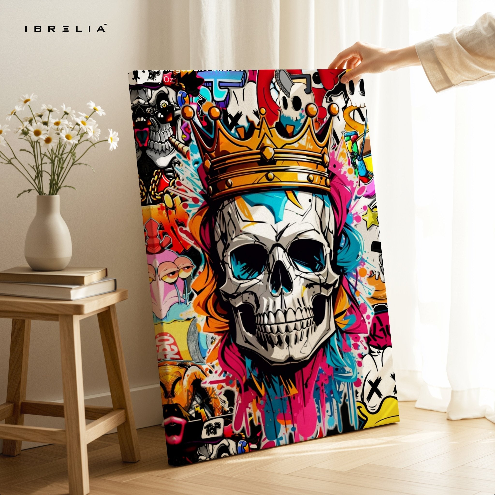 Crowned Skull Graffiti Wall Frame | 4K Ultra Wrap Frame Wall Art in Pakistan | IBRELIA™