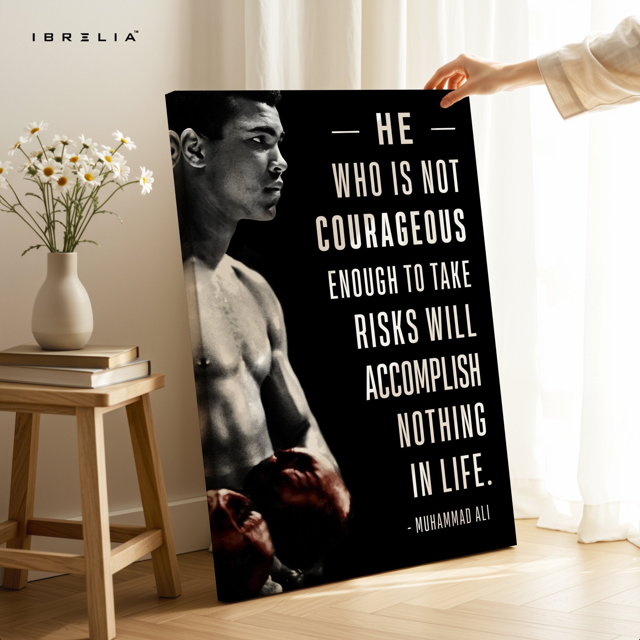 Muhammad Ali Courage Quote – 4K Ultra Wrap Frame Wall Art in Pakistan | IBRELIA™ - IBRELIA