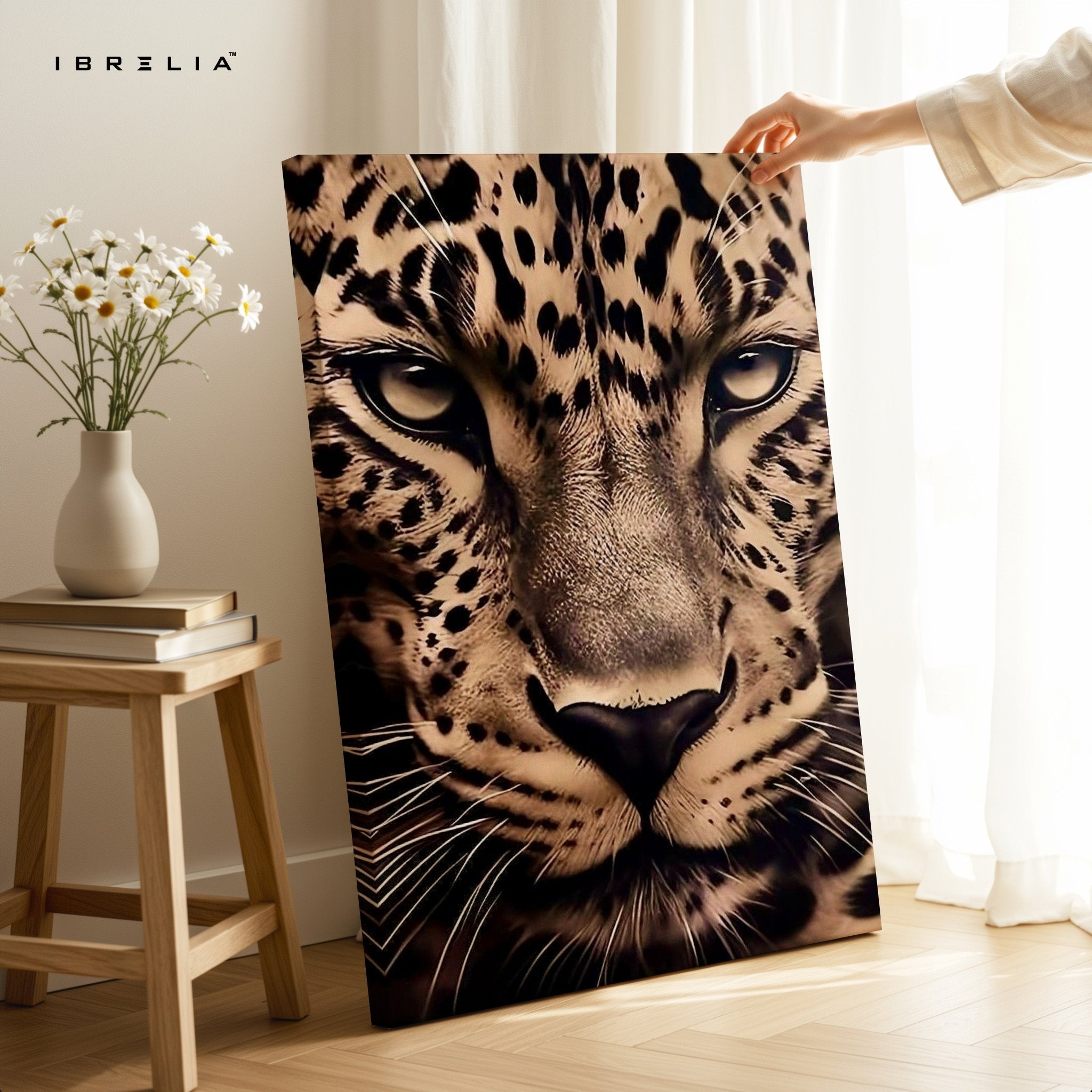 Golden Leopard Close - Up Wall Frame | 4K Ultra Wrap Frame Wall Art in Pakistan | IBRELIA™ - IBRELIA