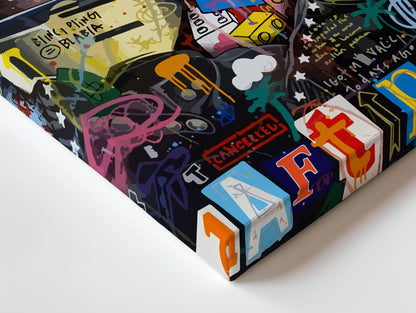 Daft Punk Graffiti Collage – 4K Ultra Wrap Frame Wall Art in Pakistan | IBRELIA™ - IBRELIA