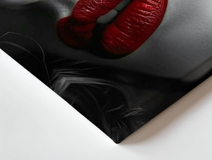 Red Lips Noir Wall Frame | 4K Ultra Wrap Frame Wall Art in Pakistan | IBRELIA™ - IBRELIA