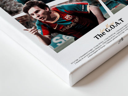 Lionel Messi “The G.O.A.T” – Barcelona Legacy Wall Frame | 4K Ultra Wrap Frame Wall Art in Pakistan | IBRELIA™ - IBRELIA