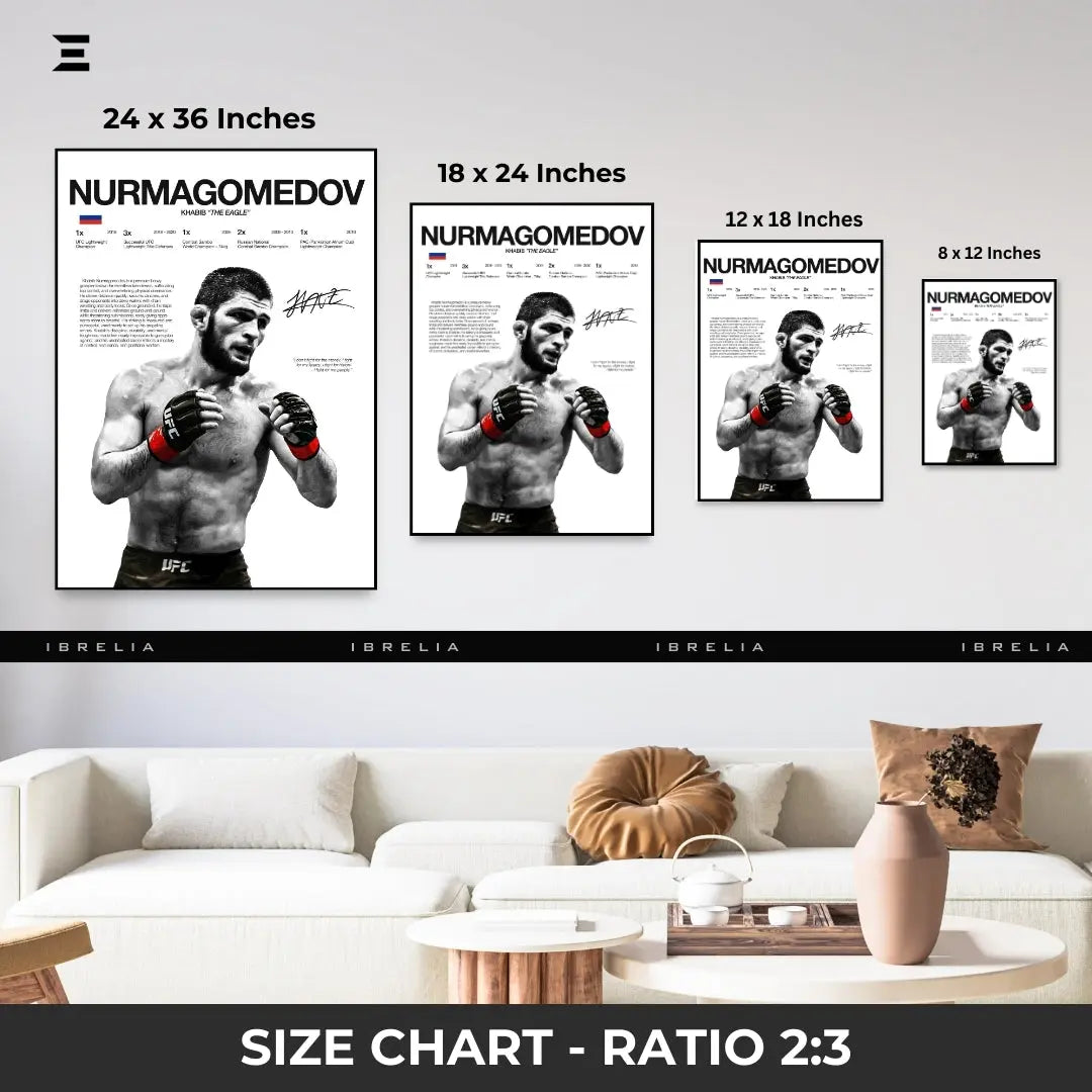 Premium Resin Coated Wall Art – Khabib Nurmagomedov Printed Signature Collectible Frame | IBRELIA Pakistan IBRELIA