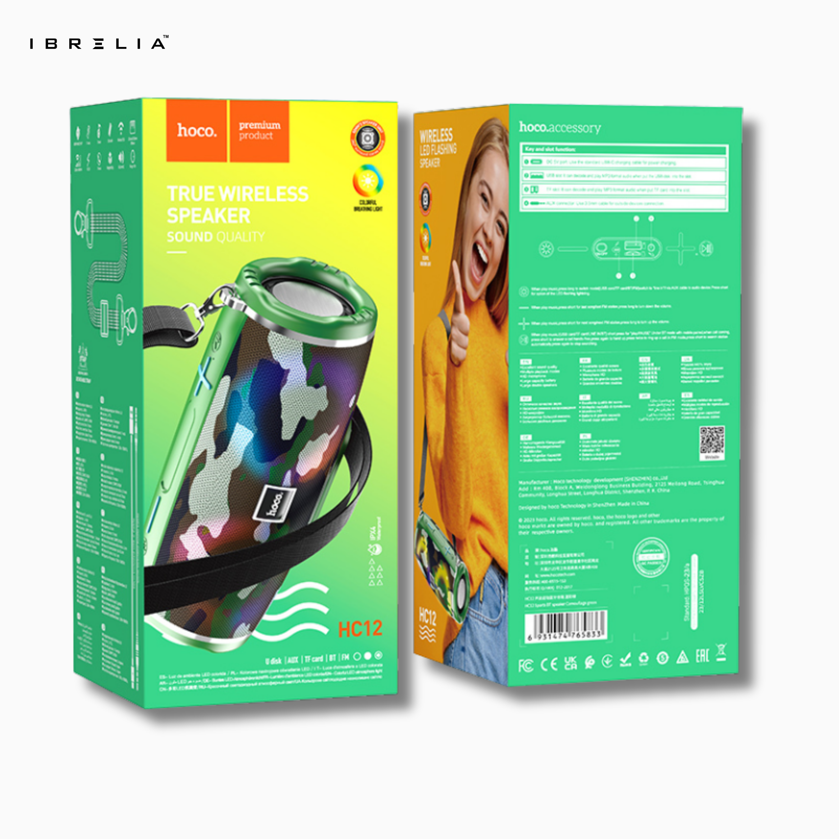 HOCO HC12 Sports BT Speaker – Powerful Dual 5W Portable Wireless Speaker with Colorful Lights | IBRELIA™