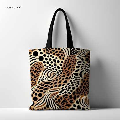 IBRELIA™ Abstract Leopard Print Tote Bag – Premium Brown & Black Designer Style Tote IBRELIA