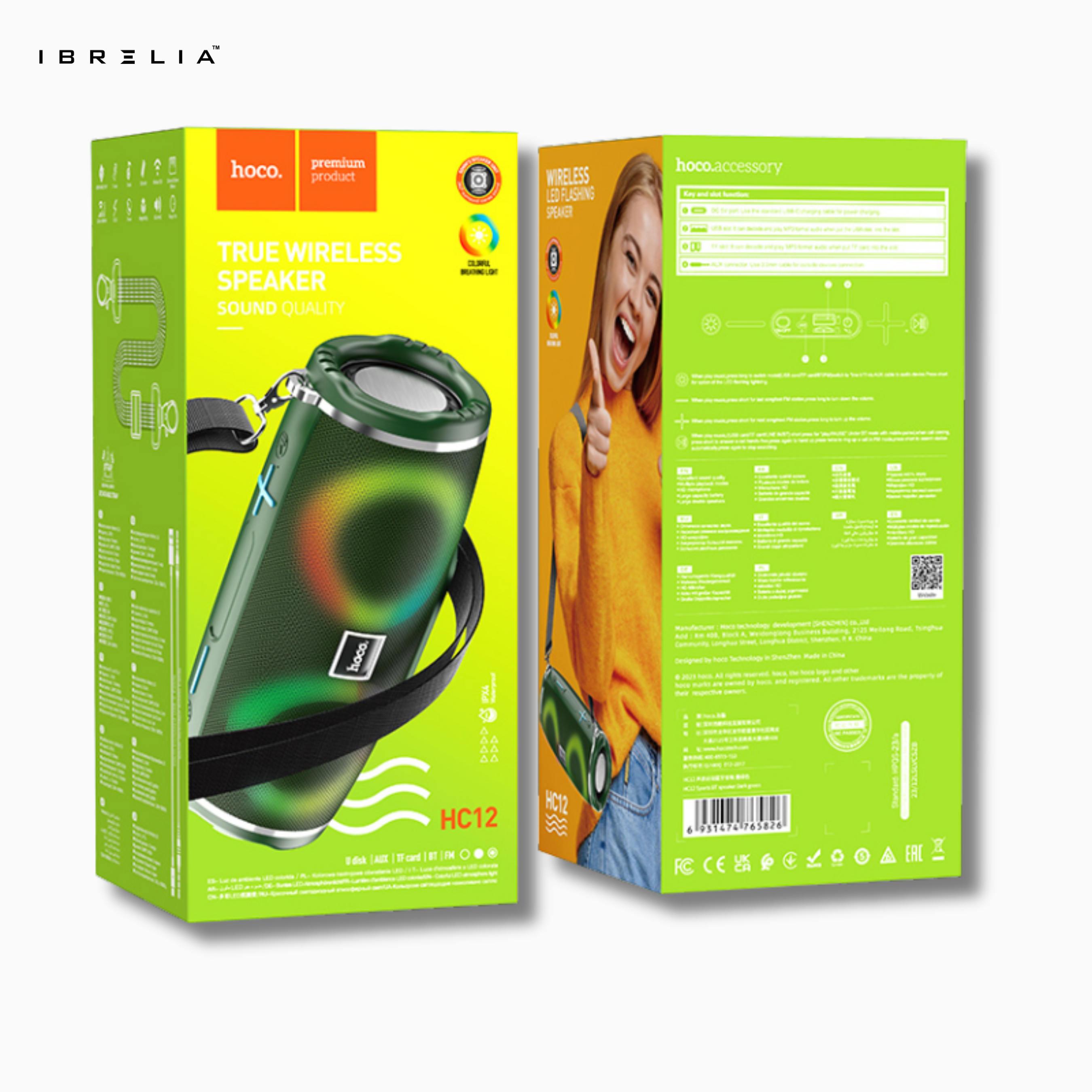 HOCO HC12 Sports BT Speaker – Powerful Dual 5W Portable Wireless Speaker with Colorful Lights | IBRELIA™