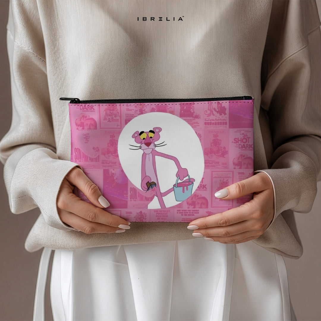 Pink Panther Vintage Makeup & Pencil Pouch – Double-Sided Print – IBRELIA™ IBRELIA