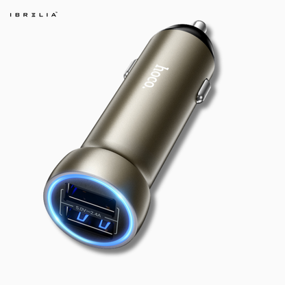 HOCO Z54 Prosperous 15.5W Extended Metal Dual-Port Car Charger | IBRELIA™