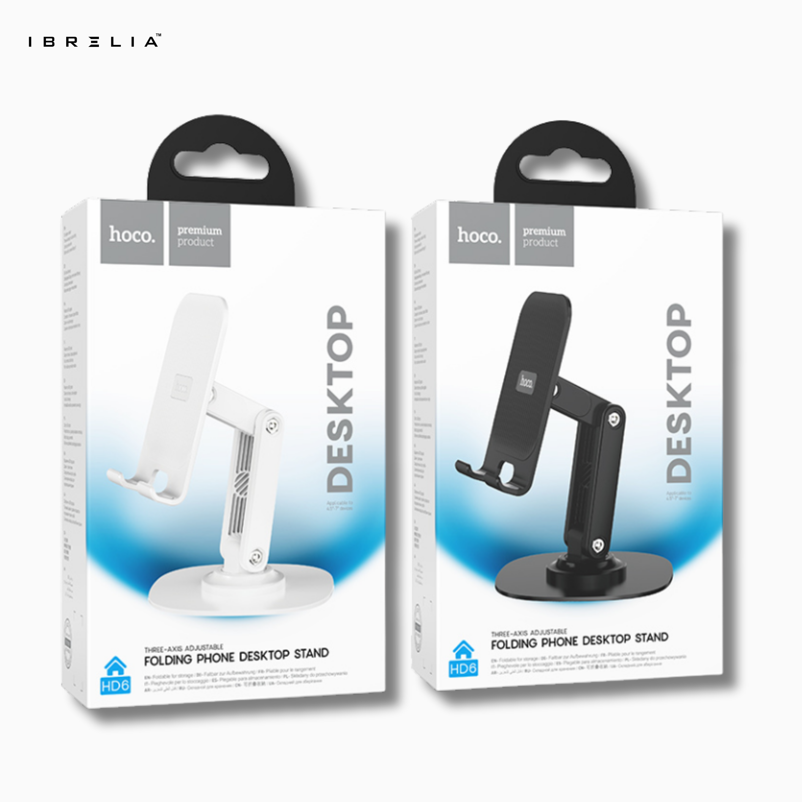 HOCO HD6 Three-Axis Adjustable Folding Phone Desktop Stand (Black/White) – HOCO | IBRELIA™