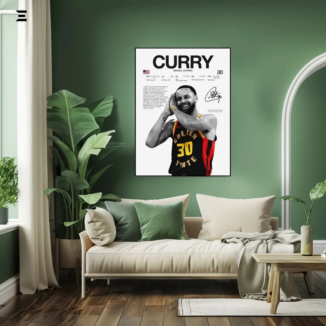 Premium Resin Coated Wall Art – Stephen Curry Printed Signature Collectible Frame | IBRELIA Pakistan IBRELIA