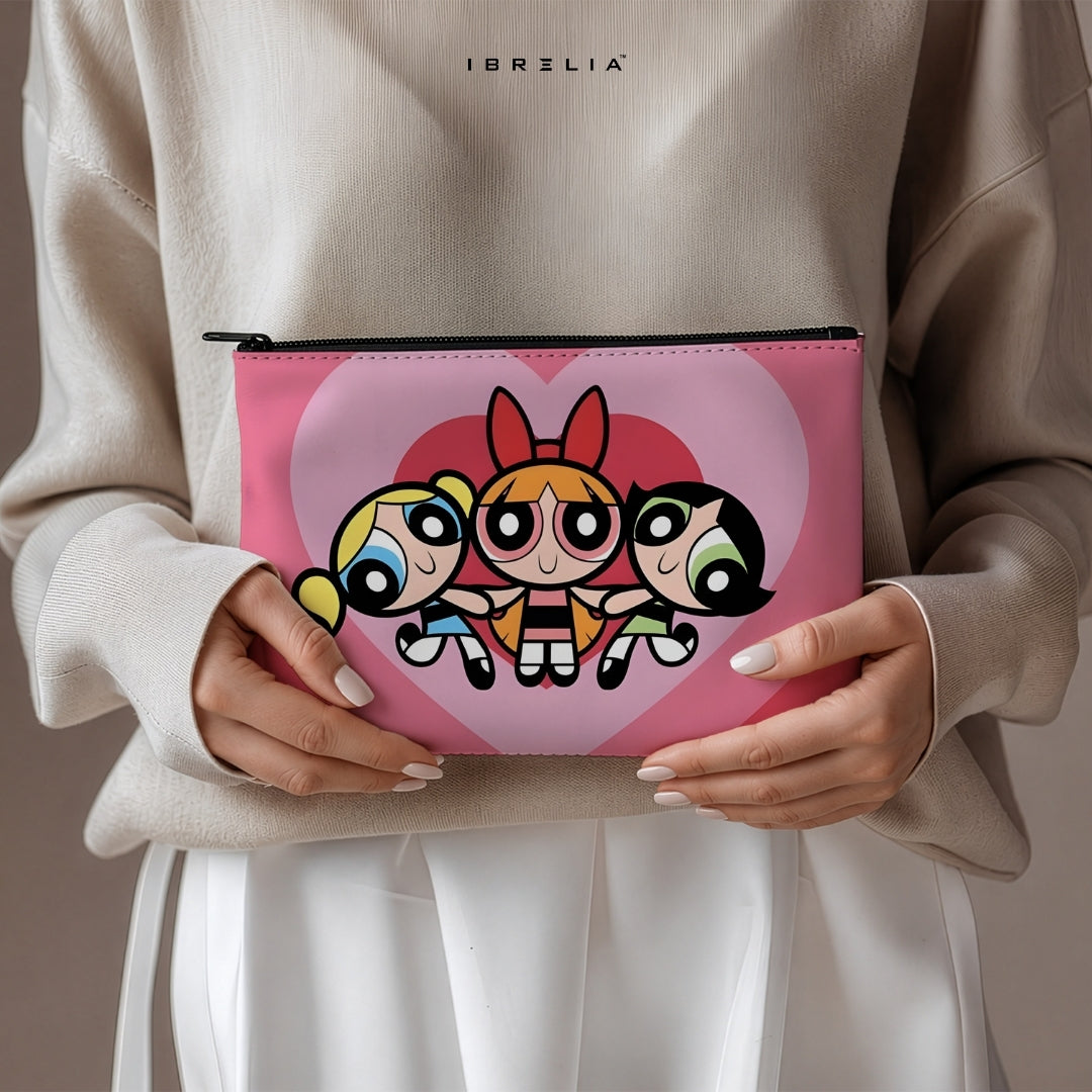 Power Girls Cartoon Makeup & Pencil Pouch – Double-Sided Print – IBRELIA™ IBRELIA