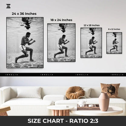 Premium Resin Coated Wall Art – Muhammad Ali Underwater Boxing Frame | IBRELIA Pakistan IBRELIA