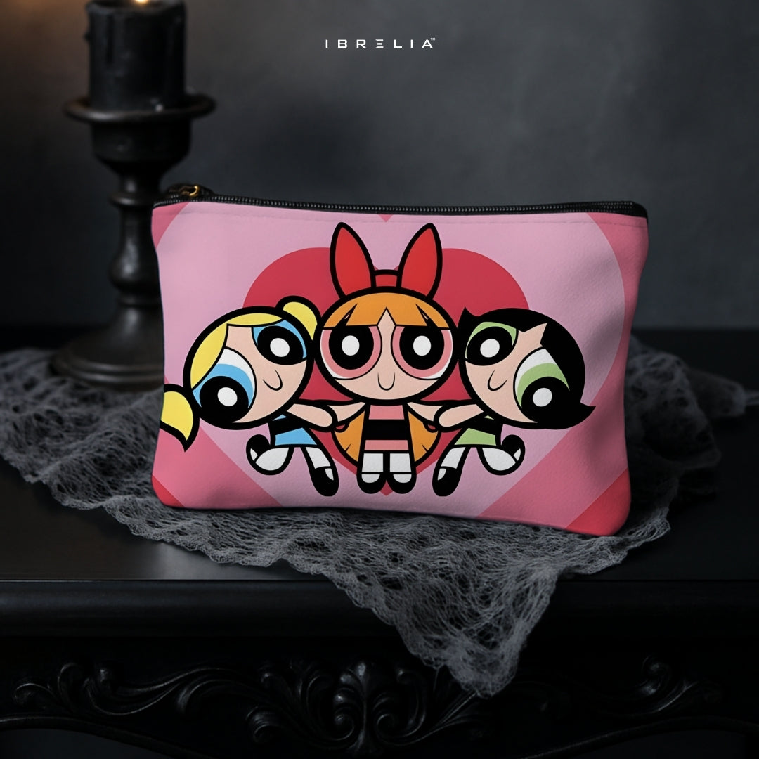 Power Girls Cartoon Makeup & Pencil Pouch – Double-Sided Print – IBRELIA™ IBRELIA