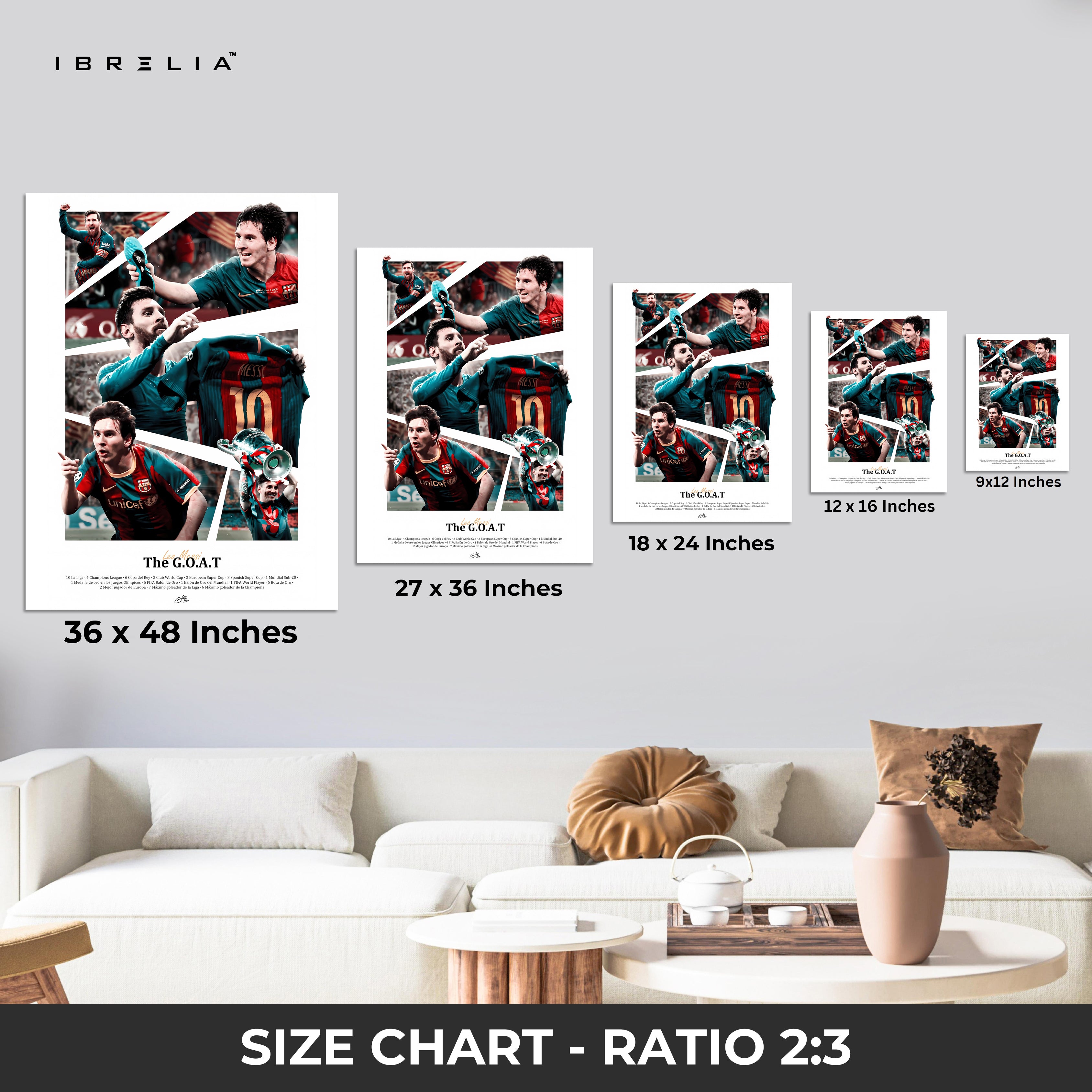 Lionel Messi “The G.O.A.T” – Barcelona Legacy Wall Frame | 4K Ultra Wrap Frame Wall Art in Pakistan | IBRELIA™