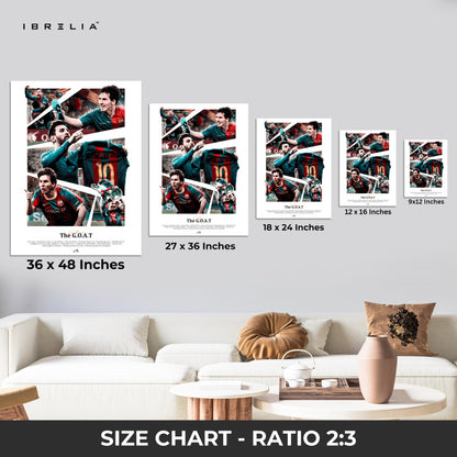 Lionel Messi “The G.O.A.T” – Barcelona Legacy Wall Frame | 4K Ultra Wrap Frame Wall Art in Pakistan | IBRELIA™