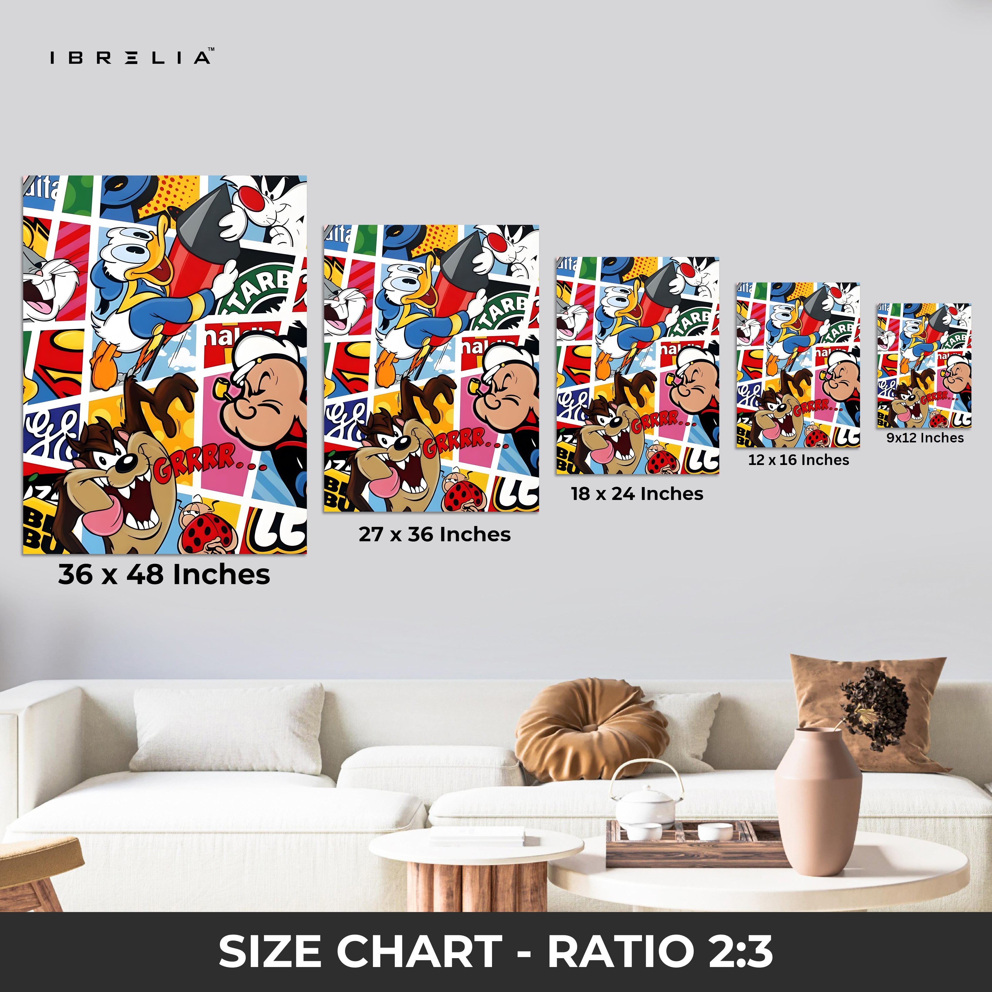 Retro Cartoon Mashup Wall Frame | 4K Ultra Wrap Frame Wall Art in Pakistan | IBRELIA™