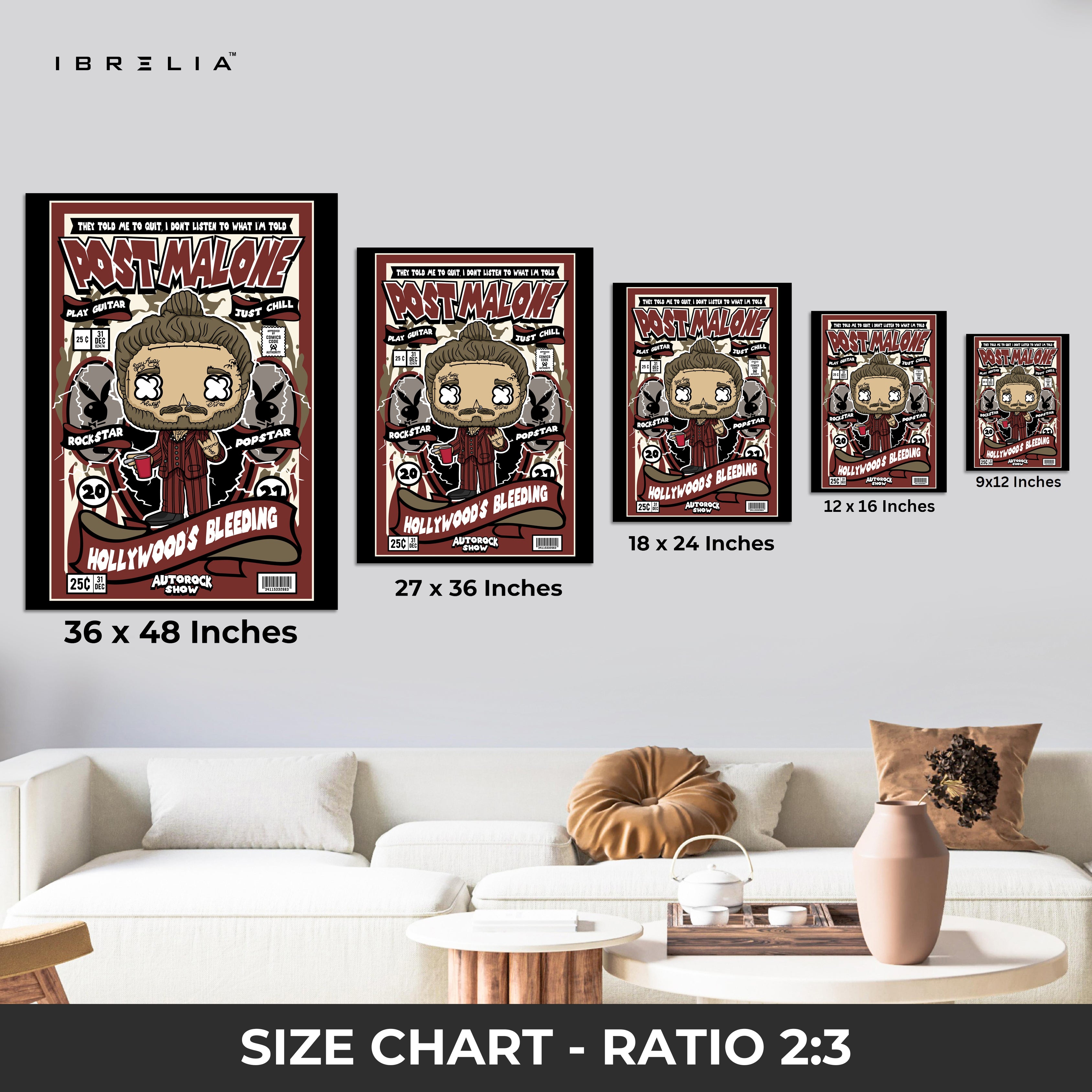 Post Malone “Hollywood’s Bleeding” Pop Art Comic Edition – 4K Ultra Wrap Frame Wall Art in Pakistan | IBRELIA™