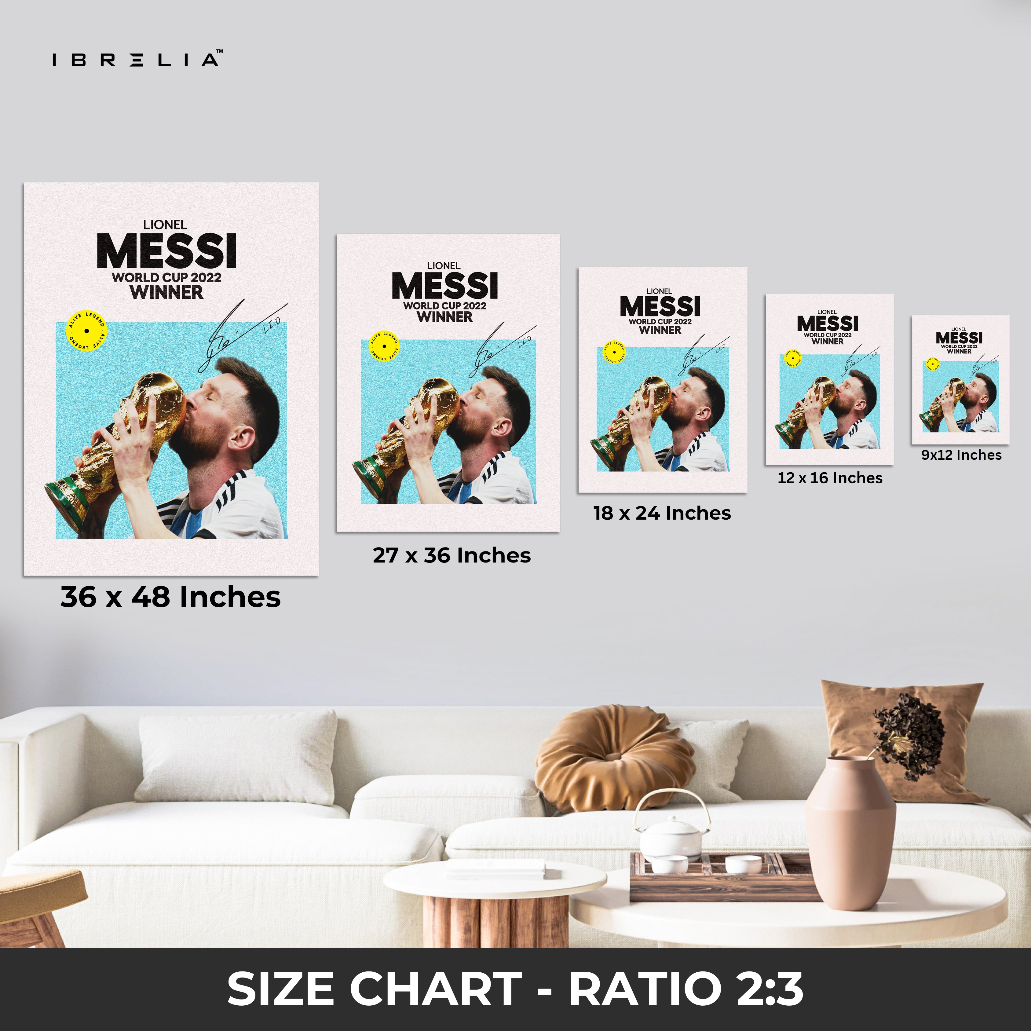 Lionel Messi Kissing the World Cup Trophy – 4K Ultra Wrap Frame Wall Art in Pakistan | IBRELIA™