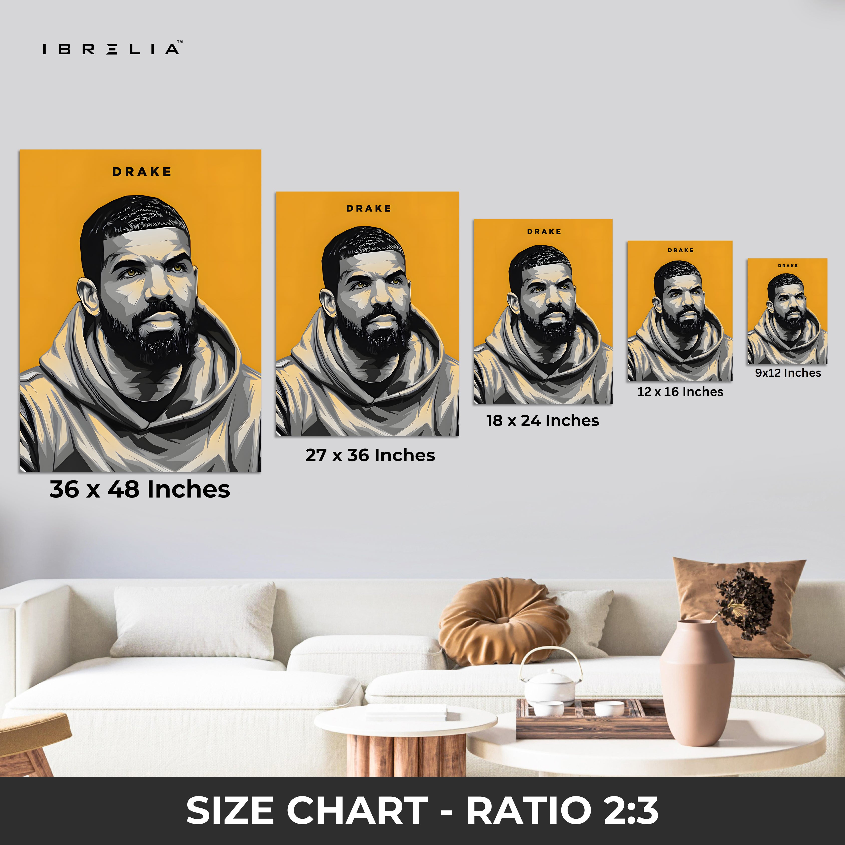 Drake Minimal Portrait Wall Art (Yellow Edition) – The Modern Icon | IBRELIA™