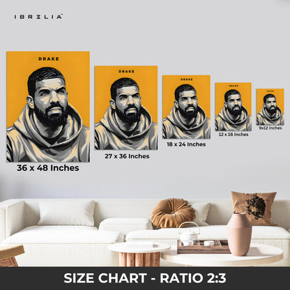 Drake Minimal Portrait Wall Art (Yellow Edition) – The Modern Icon | IBRELIA™
