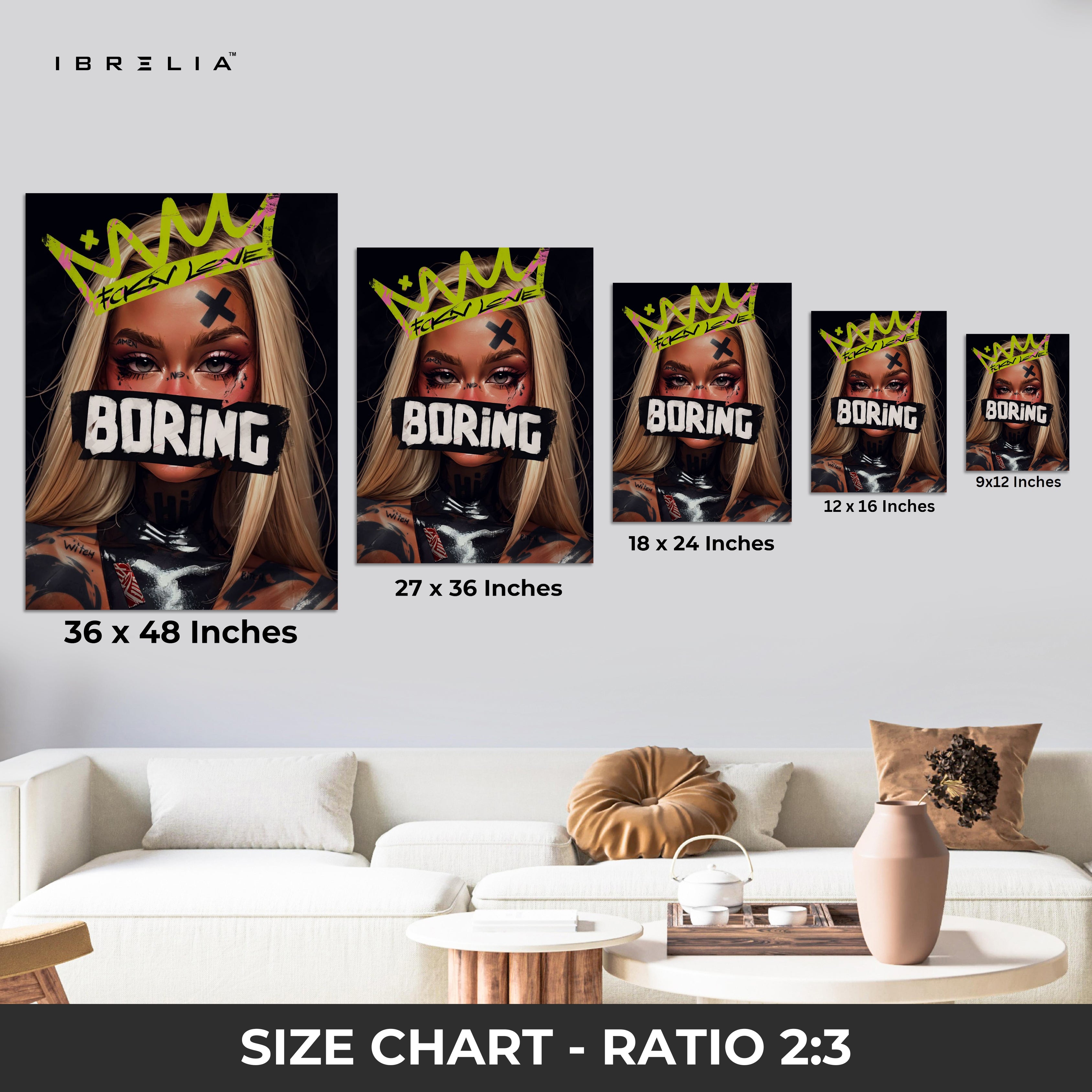 “Boring” Rebel Girl Wall Frame | 4K Ultra Wrap Frame Wall Art in Pakistan | IBRELIA™