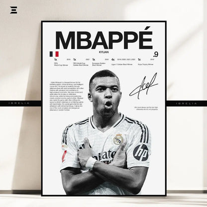 Premium Resin Coated Wall Art – Kylian Mbappé Printed Signature Collectible Frame | IBRELIA Pakistan IBRELIA
