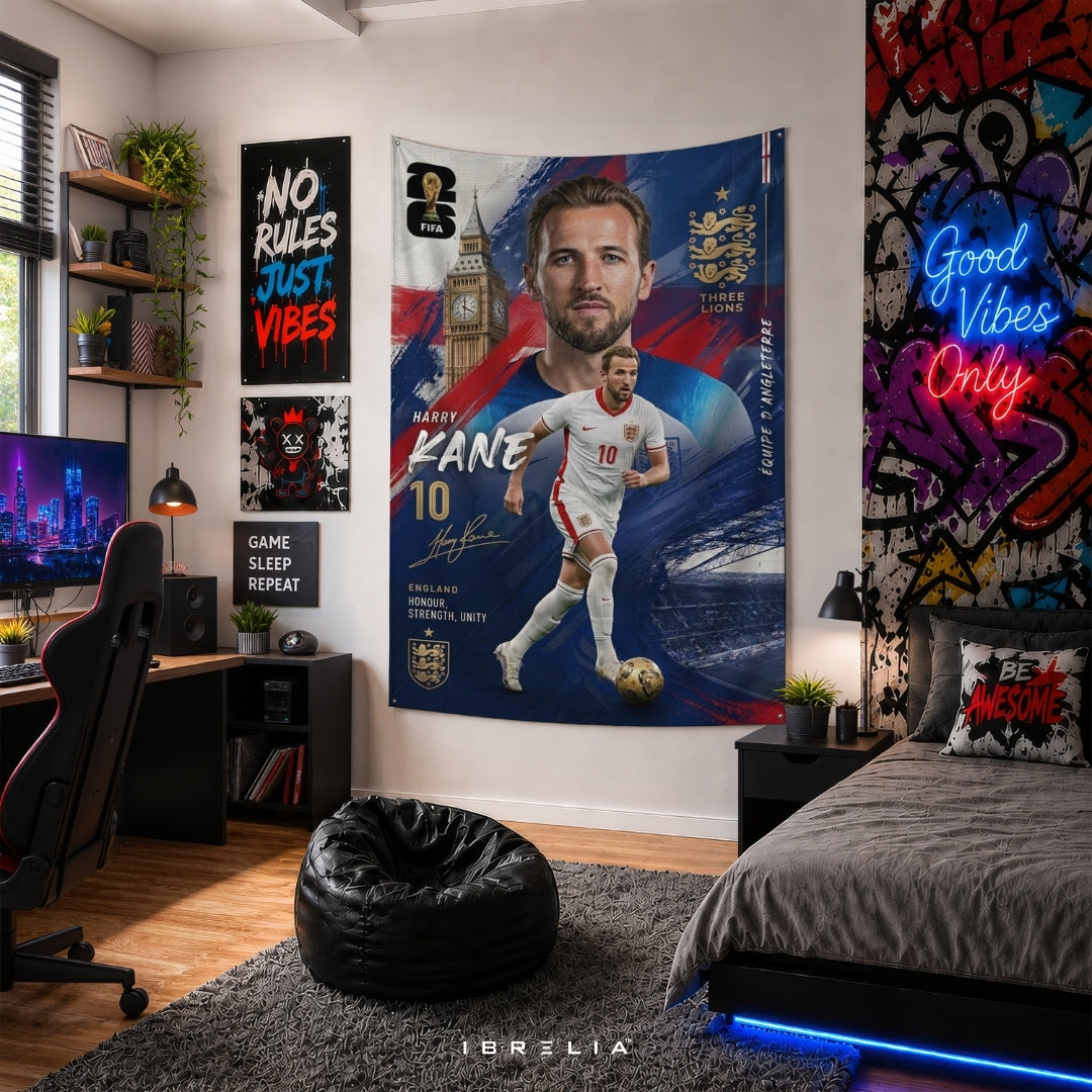 Harry Kane – England National Team – Premium Jute Fabric Tapestry – IBRELIA™