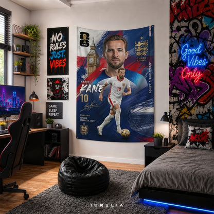 Harry Kane – England National Team – Premium Jute Fabric Tapestry – IBRELIA™