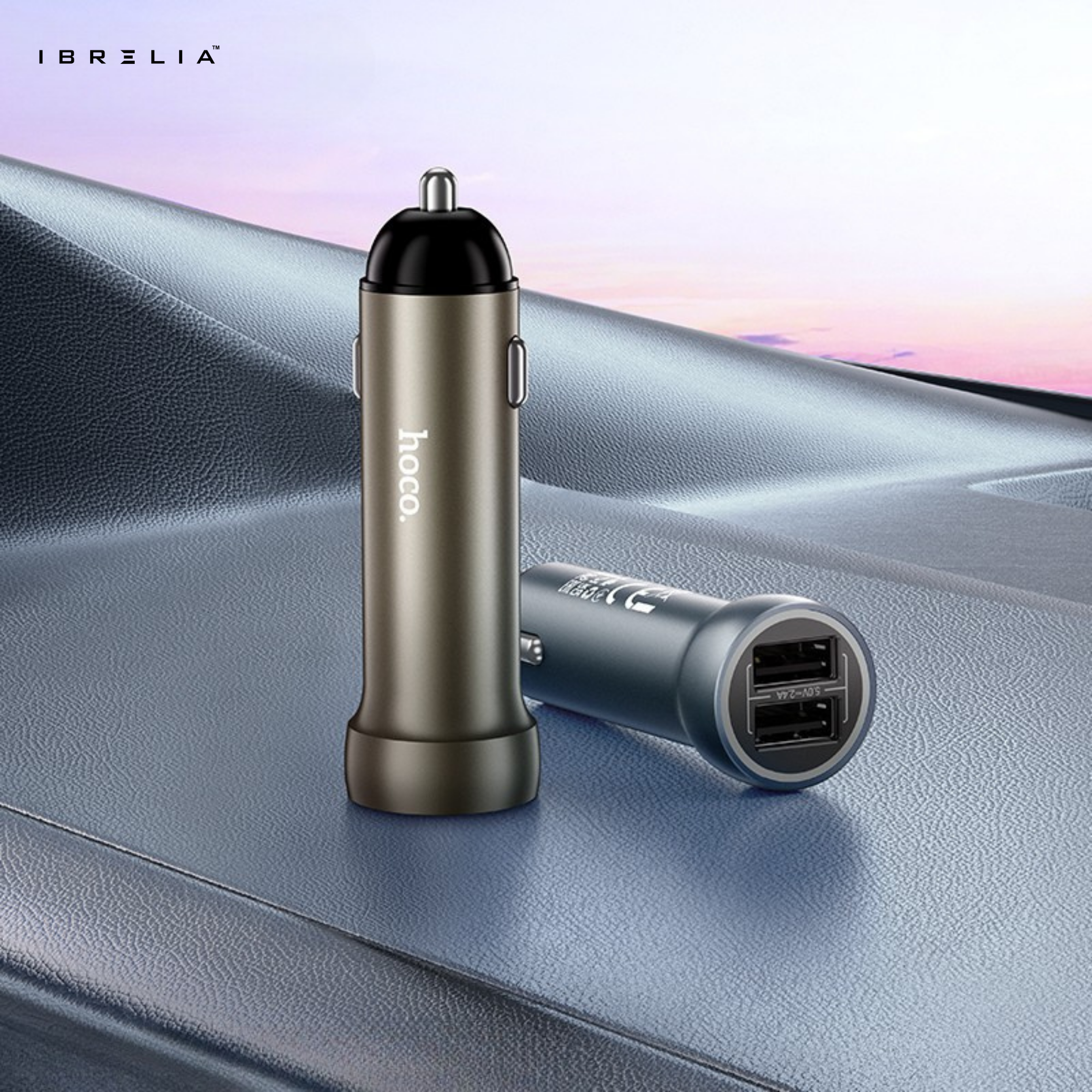 HOCO Z54 Prosperous 15.5W Extended Metal Dual-Port Car Charger | IBRELIA™