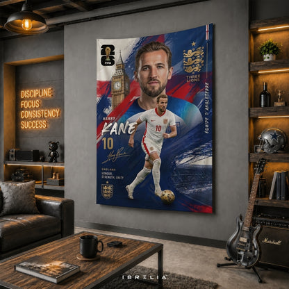 Harry Kane – England National Team – Premium Jute Fabric Tapestry – IBRELIA™