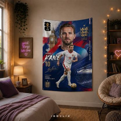 Harry Kane – England National Team – Premium Jute Fabric Tapestry – IBRELIA™