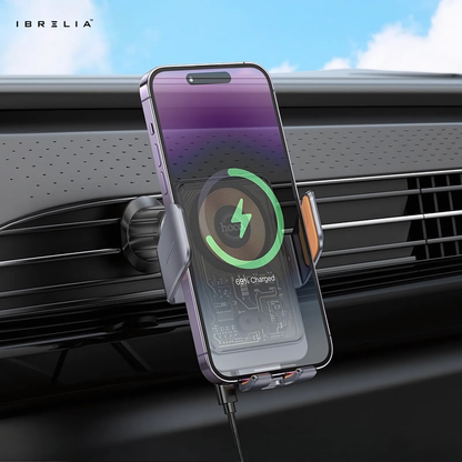 HOCO HW17 Automatic Clamping Wireless Car Charger – 15W Fast Charging Air Vent Holder | IBRELIA™