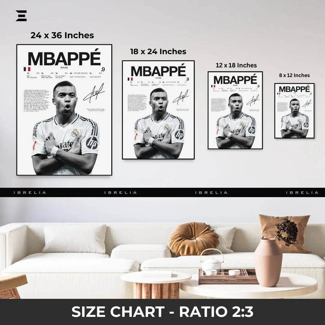 Premium Resin Coated Wall Art – Kylian Mbappé Printed Signature Collectible Frame | IBRELIA Pakistan IBRELIA