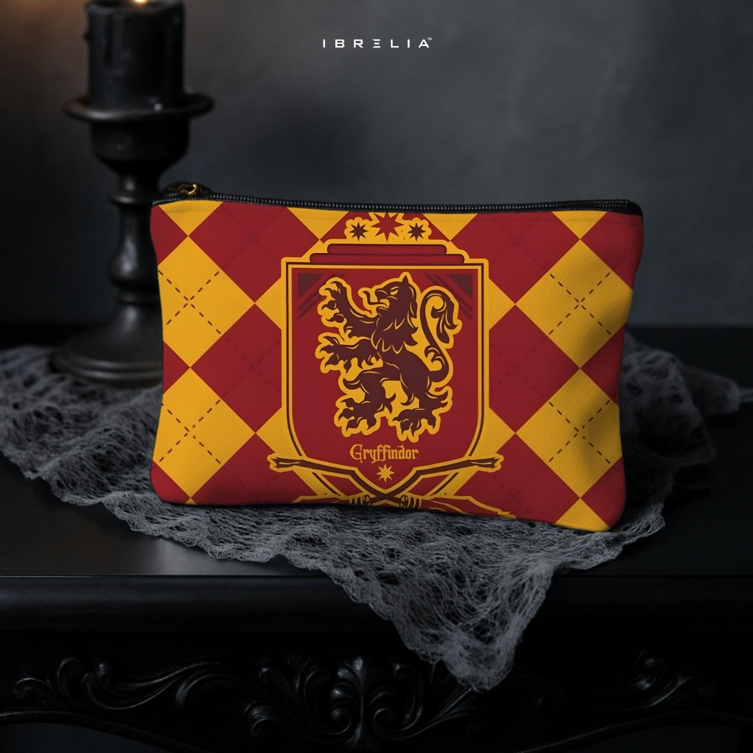 Wizard House Crest Makeup & Pencil Pouch – Double-Sided Print – IBRELIA™ IBRELIA