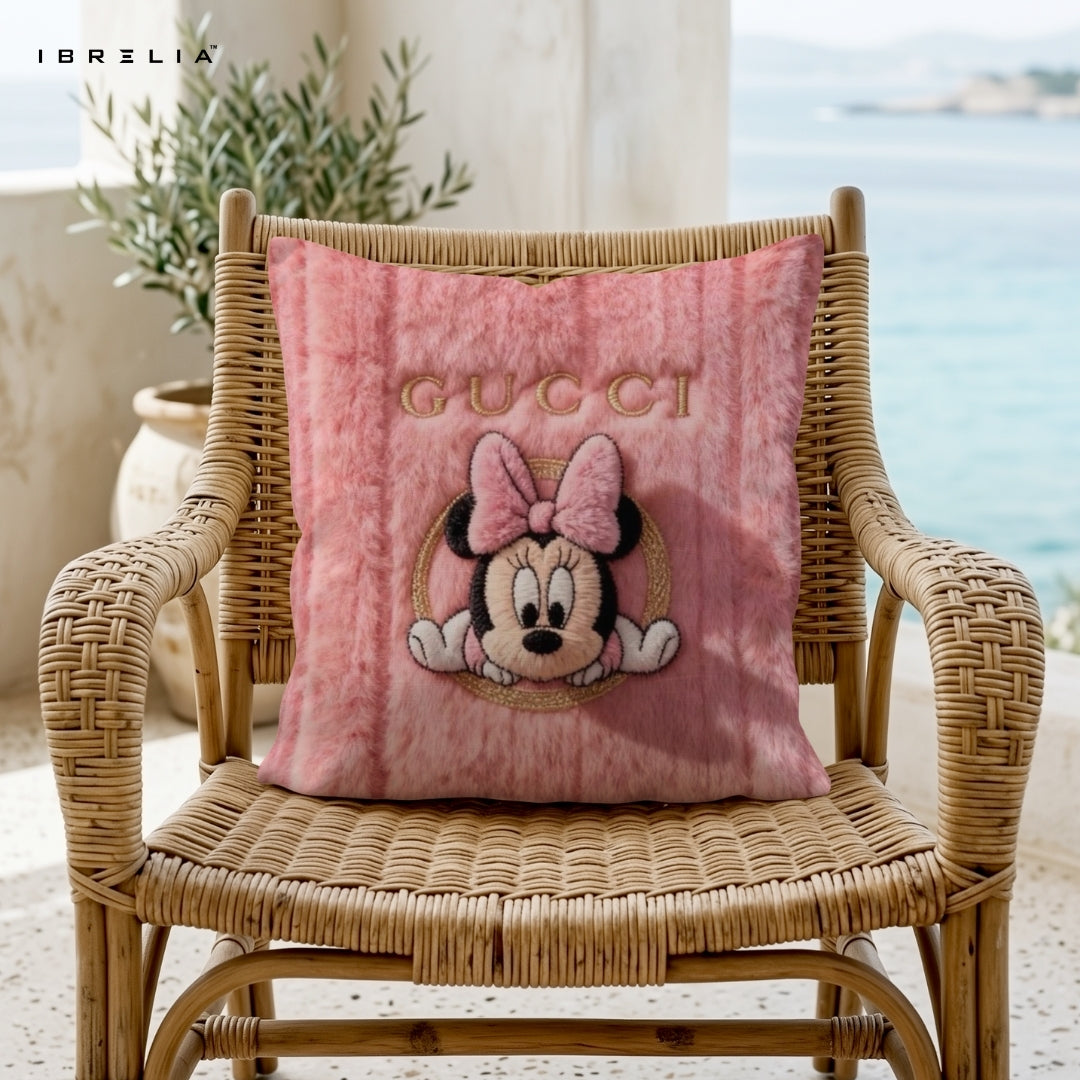 Pink Cartoon Inspired Cushion | Premium Jute Fabric | Double-Sided Print | IBRELIA™ IBRELIA